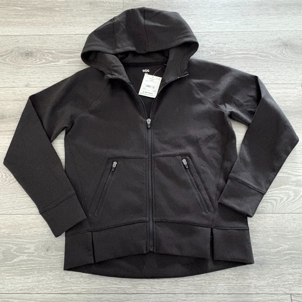 NWT‎ DSG Womens Black Sport Comfort Full Zip Hooded Jacket Size XS